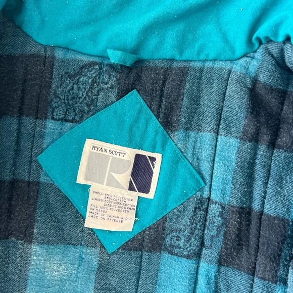 Vintage Ryan Scott Teal Coat with Plaid Lining - Picture 5 of 8